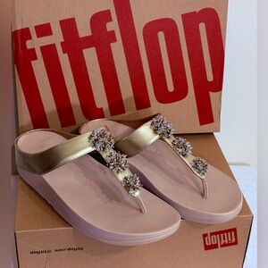 FitFlop Galaxy Toe Thongs - Platino - Women's Sandals - NWT